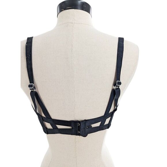 Dita Von Teese Women's Black Lace Velvet Straps Bra Size 34H - Picture 5 of 15